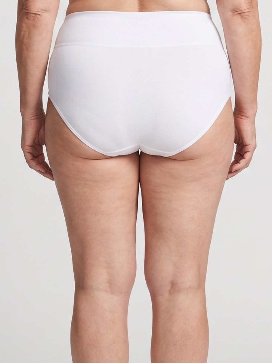 Braga de algodón tiro alto color blanco, vista trasera - Aura Wear | shapewear tallas grandes
